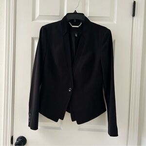 White House Black Market Black Layered Collar Single Breast Blazer